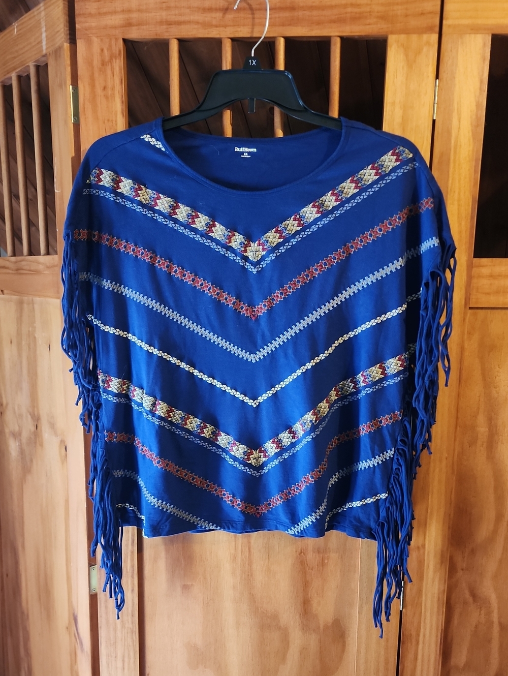 Ruff Hewn Royal Blue Fringe Chevron Tunic